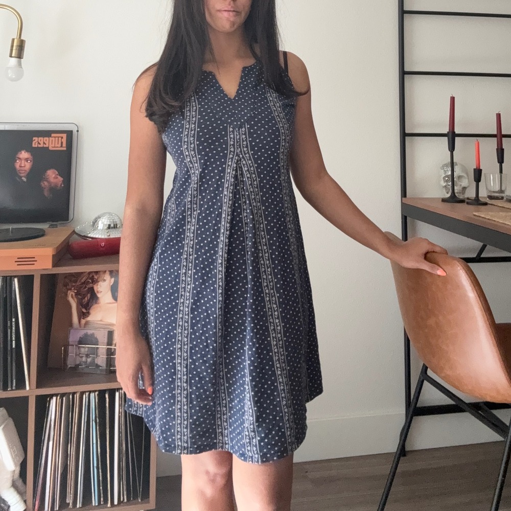 Old Navy Maternity Sleeveless Pleated Front Dress Navy Floral Dot S/P 265442-00